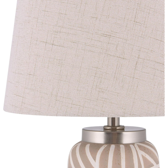 Декоративна настільна лампа Traisen, кераміка/поліестер, бежева, для вітальні