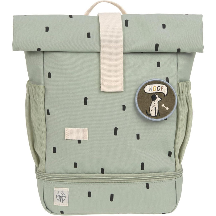 Дитячий рюкзак LÄSSIG Rolltop з нагрудним ременем, водостійкий, 11 л, оливковий, Happy Prints