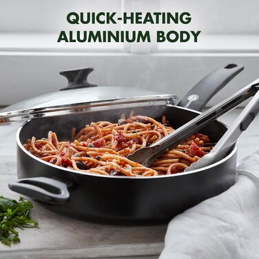 GreenPan Cambridge Сковорода для тушкування з кришкою (24см/3,1л), антипригарне покриття Ceramic, без PFAS, для індукційних плит, можна мити в посудомийній машині