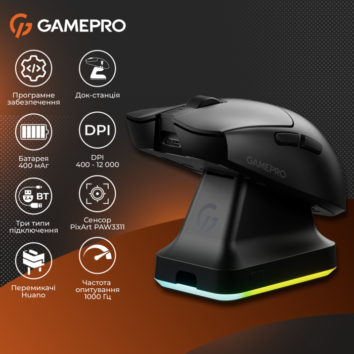 Бездротова ігрова миша GamePro Genesis Wizard (GM160B)