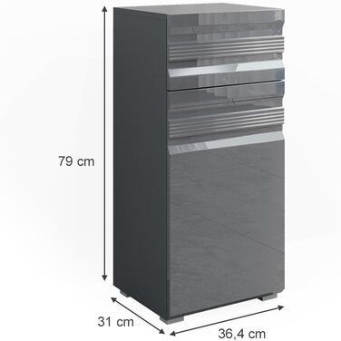 Пенал для ванної Vicco Freddy, антрацит глянець, 36x79 см