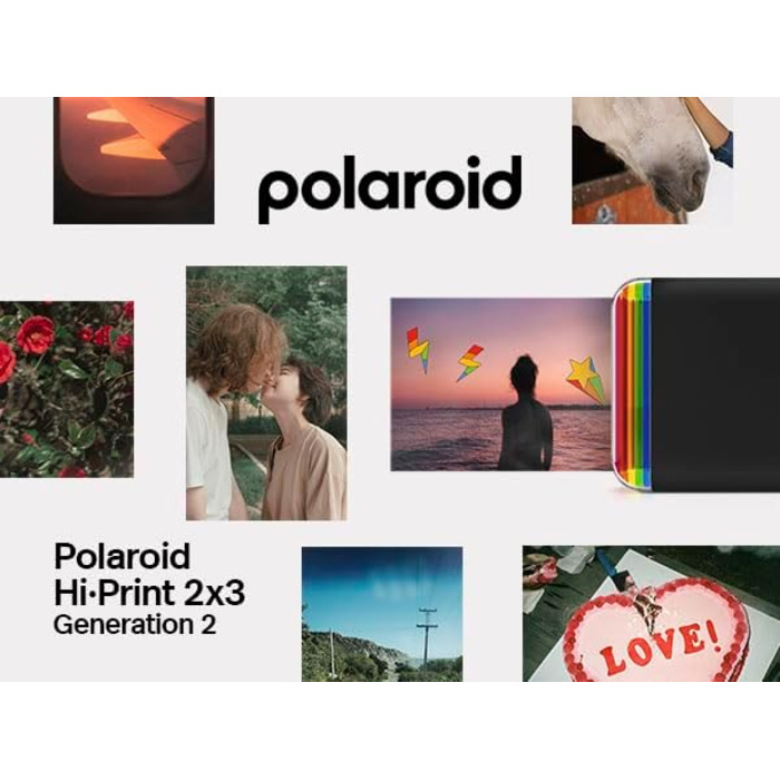 Polaroid Hi-Print 2-ге покоління: Портативний фотодруктер з Bluetooth + папір (40 аркушів) - Білий