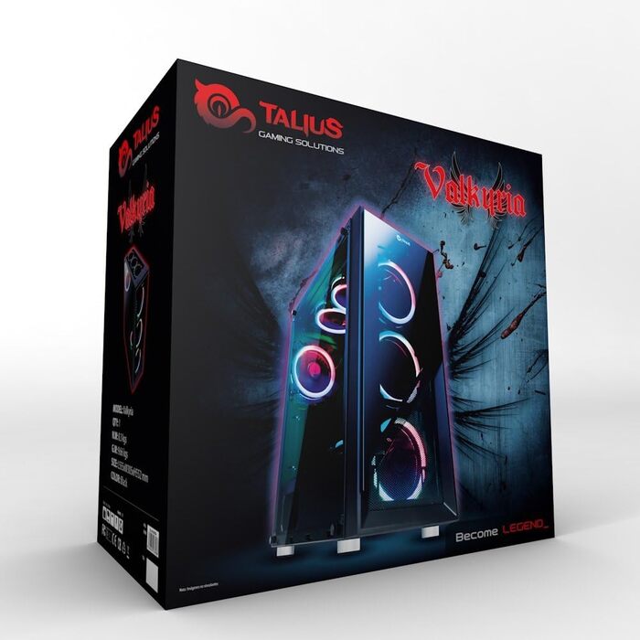 Корпус для ПК TALIUS Valkyria Midi ATX, чорний, ігровий, 0,6 мм