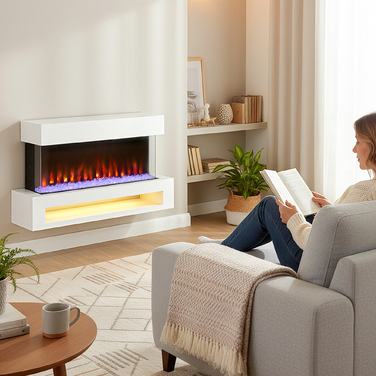 Електрокамін HOMCOM з 11 кольорами полум'я, 10 кольорами кристалічної підстилки, потужністю 1000/2000 Вт, з дистанційним керуванням, універсальний, білий