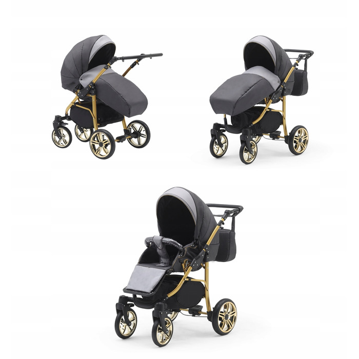 Коляска 3в1 EL-CAR Cosmo Gold, графіт+попіл