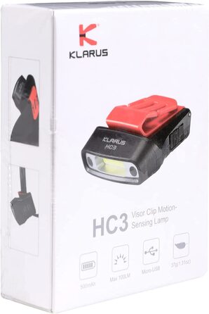 Klarus HC3 LED-ліхтар на кепку з білим і червоним світлом, сенсорним керуванням, 5 режимів, для полювання, кемпінгу та риболовлі
