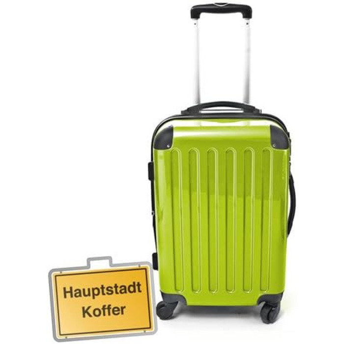 Набір валіз HAUPTSTADTKOFFER Alex, 3 шт, жорсткий пластик, S/M/L, 235 л, зелено-сріблястий