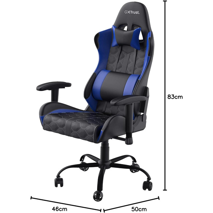 Ігрове крісло Trust Gaming GXT 708B Resto, 360° обертання, офісне, знімні подушки, регульована висота, для комп'ютера, синє