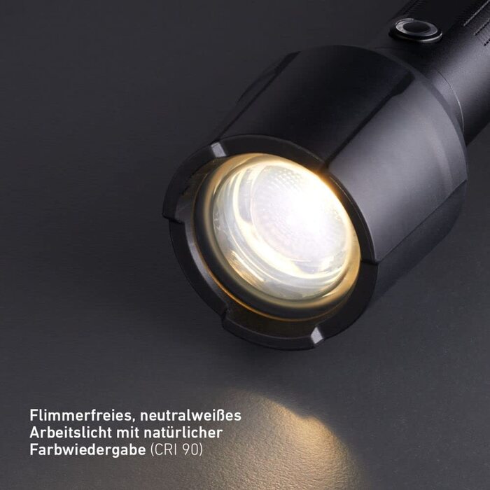 Ліхтарик Ledlenser P7R Work, LED, акумуляторний, 900 люмен, IP68, 21700 Li-ion, фокусування, висока CRI, USB-магнітна зарядка, дальність 240 м, станція зарядки