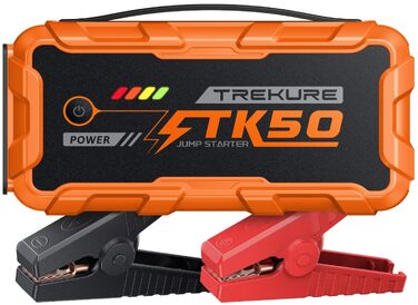 Бустер для автомобіля Starthilfe Powerbank 9000A 26800mAh — Пусковий пристрій для бензинових та дизельних двигунів (до 12.0L), 12V з ліхтарем 800 Лм та USB-портами, помаранчевий