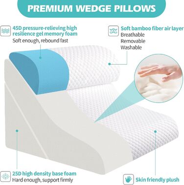 Набір з 4 подушок-валиків ортопедичних з memory foam для спини, для сну, після операції (білий, 3 шт.)