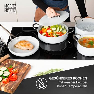Набір каструль і сковорідок Moritz & Moritz 7 предметів, алюмінієвий, для індукції та всіх плит, з кришками