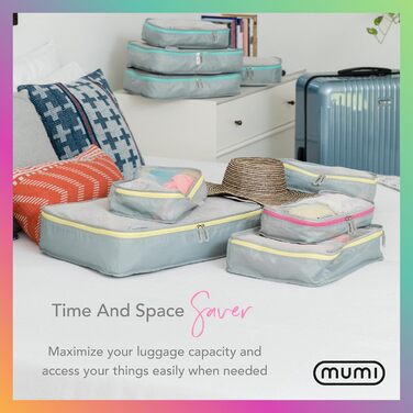 Набір органайзерів для подорожей MUMI Packing Cubes, 5 шт. для валізи та дорожніх сумок, сірий колір
