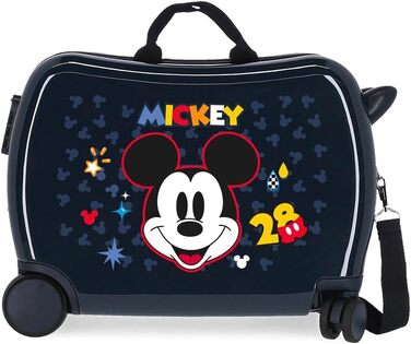 Дитяча валіза Disney Mickey Mouse, синя, 50x39x20 см, міцна ABS, 34 л, 4 колеса, ручна поклажа