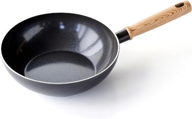 Wok GreenChef Vintage 24 см, 2,5 л, керамічний, антипригарний, PFAS-free, індукційний, дерев'яна ручка, для духовки, сірий