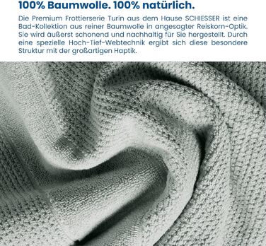Рушники Schiesser Turin 4 шт, 100% бавовна, екологічні, блакитні, 50x100 см