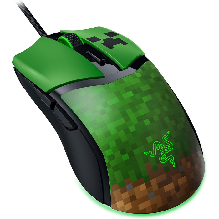 Ігрова миша Razer Cobra Minecraft: легка дротова миша з RGB-підсвіткою Chroma, оптичними перемикачами 3-го покоління, вага 57 г, чорна