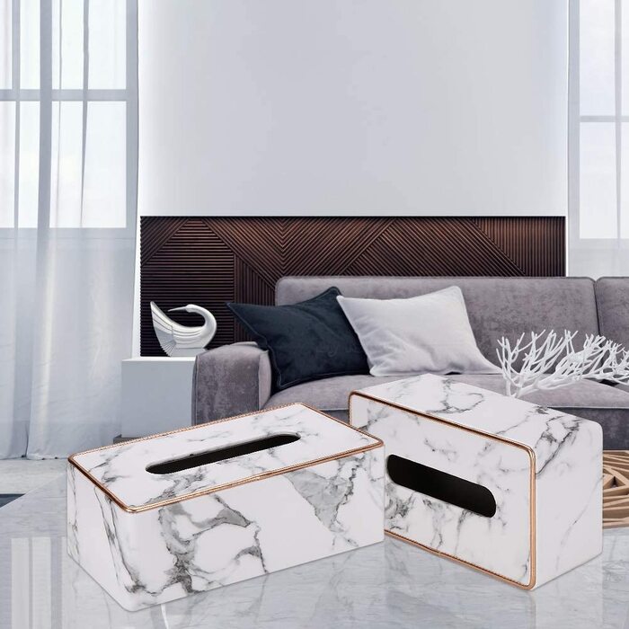 KINGFOM коробка для серветок з PU шкіри, мармурова, для косметичних серветок, офісу, авто, дому