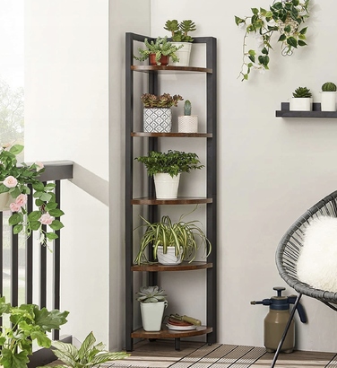 Кутовий стелаж Songmics у стилі лофт, чорний, 5 полиць, ЛДР, 150 см