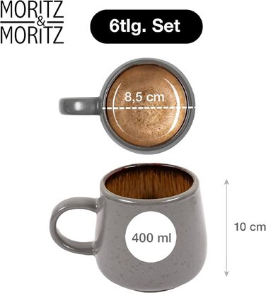 Набір керамічного посуду Moritz & Moritz SOLID 24 предмети для 6 осіб: обідні, десертні та глибокі тарілки, чашки з ручками