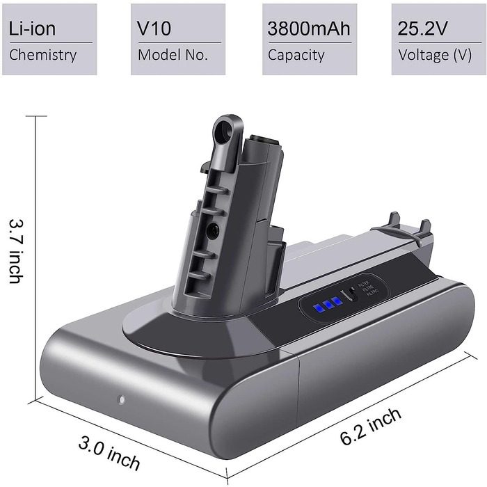 Акумулятор ARyee V10 для пилососа Dyson V10 Animal/Absolute/Motorhead/Fluffy/Total Clean, 25.2В, 3800мАг, сумісний