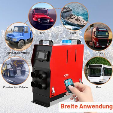 Автономний дизельний обігрівач повітря Sonnewelt 12V 8кВт з глушником та LCD-дисплеєм для авто, кемпера, човна та вантажівки