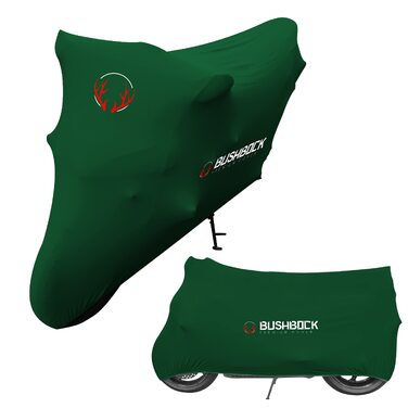 Преміум чохол для мотоцикла в приміщенні BUSHBOCK® — еластичний повітропроникний захист від пилу з оксамитового стрейч-тканини (XL-XXL, армійський зелений)