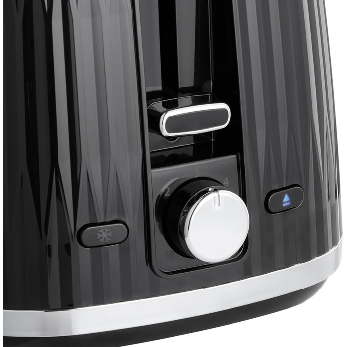 Тостер Russell Hobbs Eden на 2 тости, чорний - 6 режимів, підйом, розморожування, підігрів, лоток для крихт, тримач для булочок 27372-56
