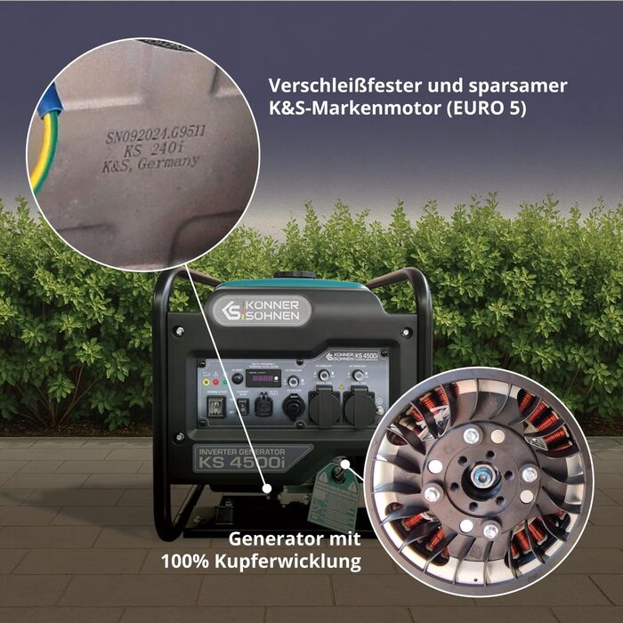 Інверторний бензиновий генератор Könner&Söhnen KS 4500i, потужність 4.5 кВт, синій