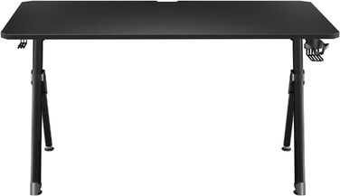 Геймерський кутовий стіл Huzaro Hero 2.8 XXL, чорний, 140x60 см, карбонова стільниця, для комп'ютера та офісу, з кабель-кліпсами