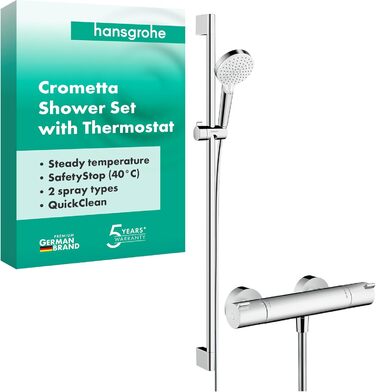 Змішувач для ванної Hansgrohe Ecostat - n Aufputz з термостатом (SafetyStop 40°C), круглий, для 2 споживачів, артикул 13201000 (білий/хром)