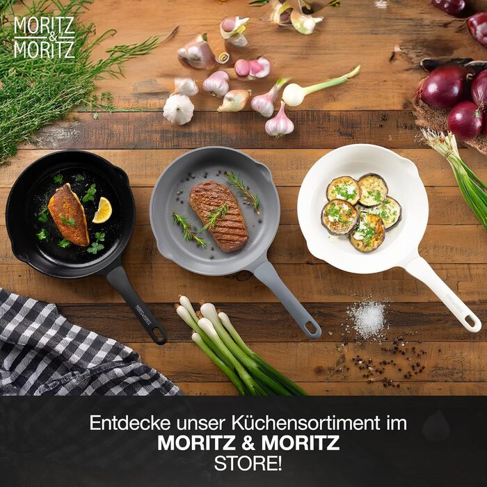 Сковорода Moritz & Moritz 26 см з кришкою Бежева - антипригарне покриття, Soft-Touch ручка, для смаження, тушкування та приготування на пару, підходить для всіх типів плит