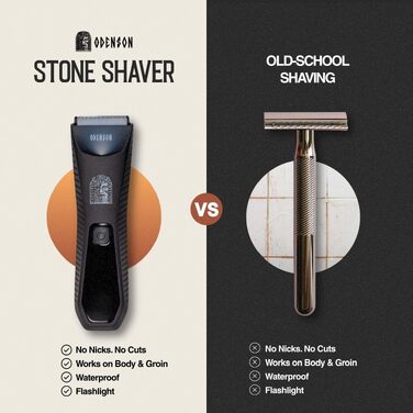Odenson Stone Shaver: Бездротовий водонепроникний тример для гоління бороди та тіла, набір для догляду за чоловіками