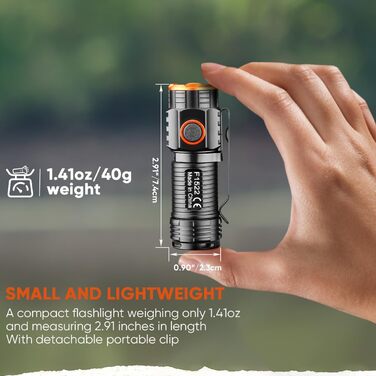 WholeFire Міні LED ліхтарик 1000 люмен USB, водонепроникний, 4 режими, компактний ручний ліхтар для кемпінгу, туризму, екстрених ситуацій