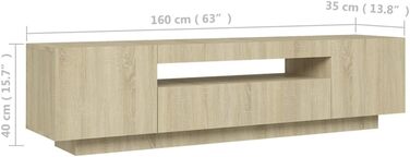 Тумба під телевізор з LED підсвіткою vidaXL, дуб сонома, 160x35x40 см, сучасний ТВ стіл, меблі для вітальні