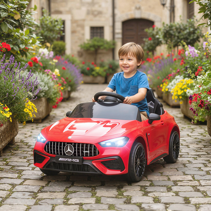 Електромобіль для дітей Kinder, дизайн Mercedes-Benz, двигун 12V, пульт дистанційного керування, світлодіодні фари, музика, для дітей віком 3-6 років, червоний