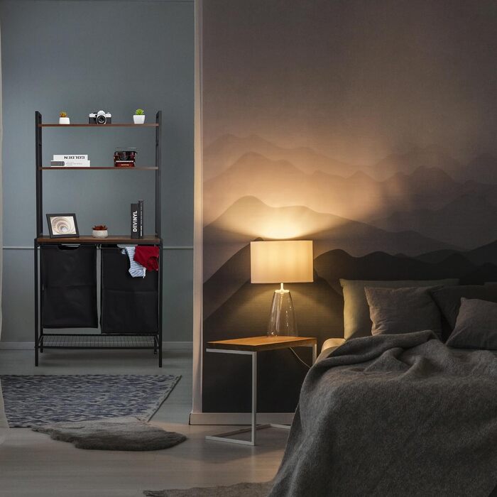 Стелаж для білизни Relaxdays з 2 висувними кошиками, 162x80x34 см, чорний/коричневий, органайзер для прання