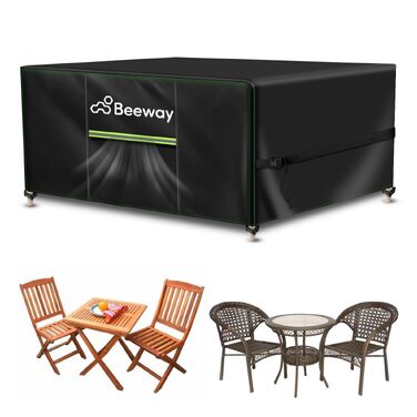 Чохол для садових меблів BEEWAY водонепроникний, 420D Oxford, захист від УФ, зимовий, 125x63x73 см, чорний