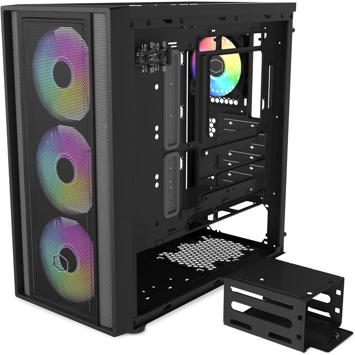 Корпус Cooler Master MasterBox 600 E-ATX з потужним повітряним охолодженням, підтримкою Back-Connect материнських плат, радіатора до 420 мм, 3 ARGB PWM вентилятори 140 мм + 1 вентилятор 120 мм, загартоване скло, USB 3.2 Gen 2x2 Type-C