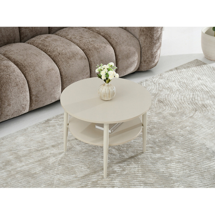 Журнальний стіл Mebel-Partner круглий, 60 x 60 x 45 см, кремовий