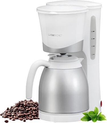 Кавоварка Clatronic KA 3327 з термокухлем, фільтраційна, 1 л, 8-10 чашок, авто-вимкнення, біла