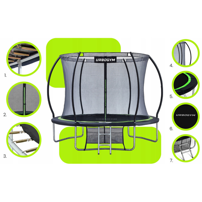 Батут із захисною сіткою Urbogym 312 см FT 10 (304-312 см)