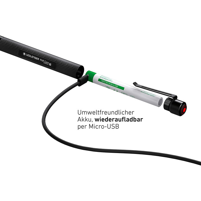 Ліхтарик Ledlenser P4R Core, LED, 200 люмен, акумуляторний, фокусування, 3 режими, 95 м, USB, кліпса, ручка