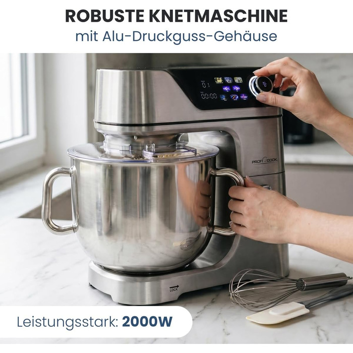 Кухонна машина ProfiCook PC KM 1338, 2000 Вт, чаша 11 л, 12 рівнів швидкості, багатофункціональний кухонний комбайн