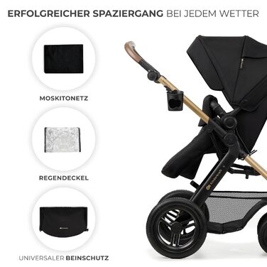 Дитяча коляска Kinderkraft MOOV2 4 в 1 з автокріслом I-SIZE, чорна (CLASSIC)