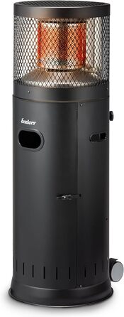 Газовий терасної обігрівач Enders Polo Black 2.0 з регулюванням 3-6 кВт, нержавіюча сталь, ENDUR Reflexionssystem, транспортні колеса, захист від перекидання, чорний (Газовий балон не входить у комплект)