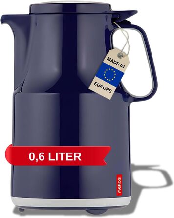 Термос Helios Thermoboy з нержавіючої сталі, 0.6 л, блакитний, для дому та подорожей, миється в посудомийній машині