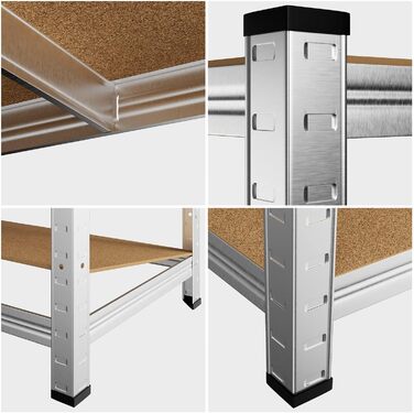Стелаж Monzana 160x90x40 см, 700 кг, 4 полиці МДФ, важкий металевий стелаж для складу, гаража, майстерні