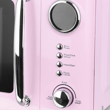 Мікрохвильова піч Emerio MW-112141.1 700 Вт, 20 л, рожева, ретро-дизайн з обертовим столом