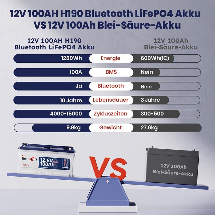 LiFePO4 акумулятор Timeusb Pro 12V 100Ah (640Wh) з BMS 50A та Bluetooth, літієва батарея H190